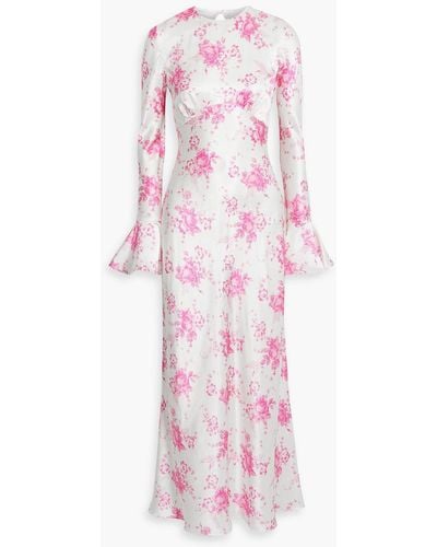 Les Rêveries Open-back Floral-print Silk-satin Maxi Dress - Pink