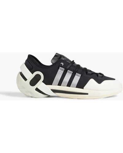 Y-3 Idoso Boost Leather-trimmed Neoprene Trainers - Black