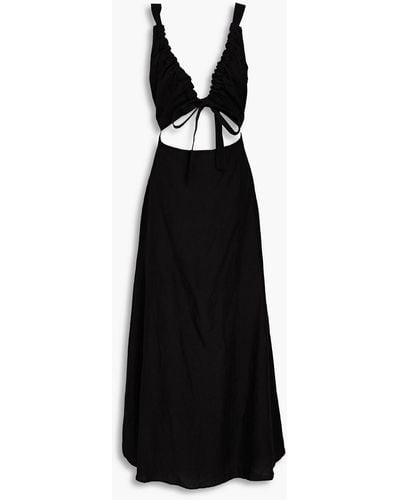 Bondi Born Tobago Cutout Linen Maxi Dress - Black