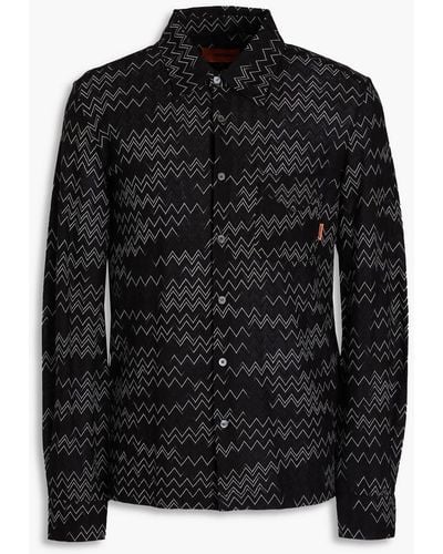 Missoni Crochet-knit Cotton-blend Shirt - Black