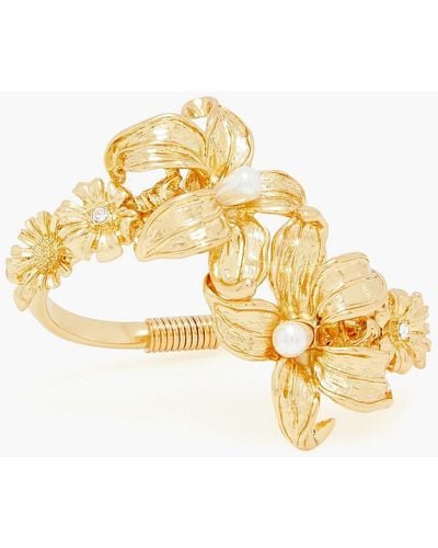 Kenneth Jay Lane Gold-tone, Faux Pearl And Crystal Cuff - Metallic