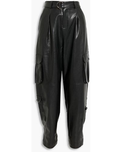 Nicholas Pippin Faux Leather Tapered Trousers - Black