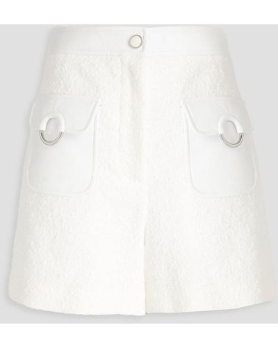 Boutique Moschino Embellished Cotton-blend Bouclé-tweed Shorts - White