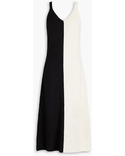 Zimmermann Two-tone Crochet Cotton Midi Dress - Black