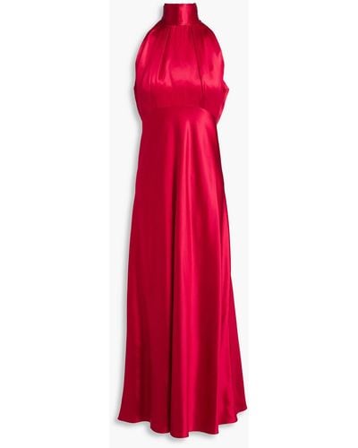 Saloni Michelle Silk-satin Midi Dress - Red