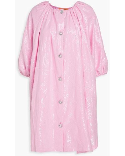 Stine Goya Yordano Sequined Cotton-blend Mini Shirt Dress - Pink