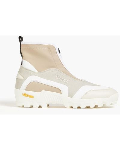 Ganni Canvas And Neoprene Ankle High-top Trainers - White