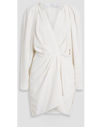 IRO Nadine Wrap-effect Pleated Crepe Mini Dress - White