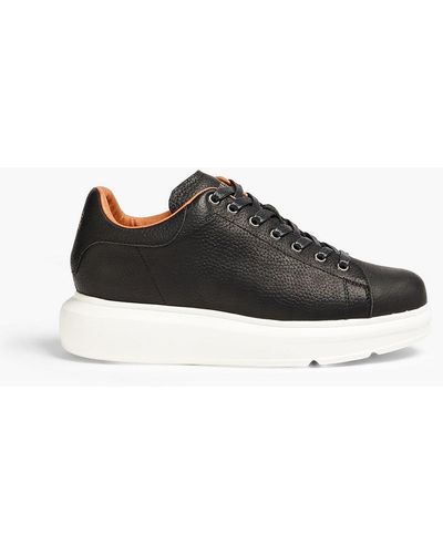 Australia Luxe Leen Shearling-lined Pebbled-leather Sneakers - Black