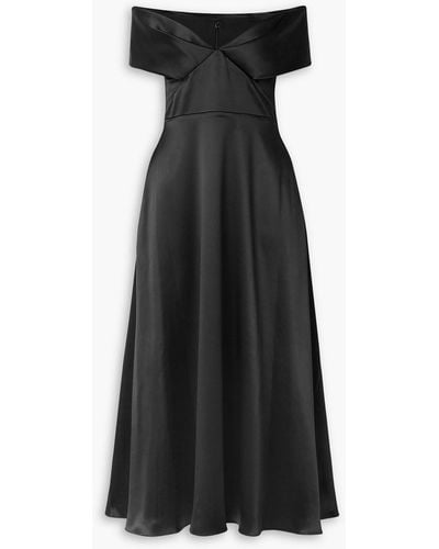 Brandon Maxwell Off-the-shoulder Silk-satin Midi Dress - Black