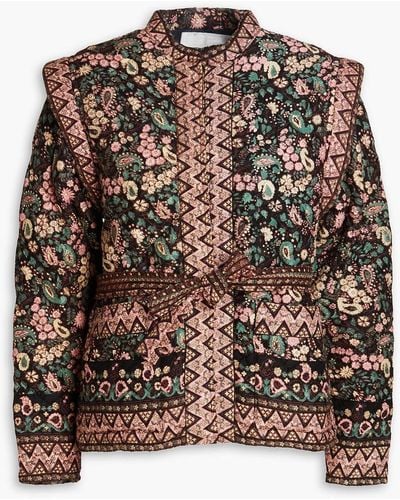 Antik Batik Helena Belted Quilted Paisley-print Cotton Jacket - Brown