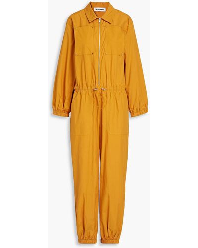 L.F.Markey Studded Gathered Cotton Jumpsuit - Yellow