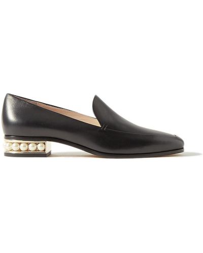 Nicholas Kirkwood Casati Faux Pearl-embellished Leather Loafers - Black
