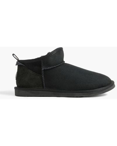 Australia Luxe Cozy Ultra Short Shearling-lined Suede Ankle Boots - Black