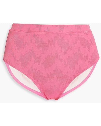 Solid & Striped Stretch-jacquard High-rise Bikini Briefs - Pink
