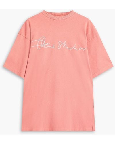 Acne Studios T-shirt aus baumwoll-jersey mit stickereien - Pink