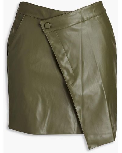 Nicholas Gabriella Wrap-effect Faux Leather Mini Skirt - Green