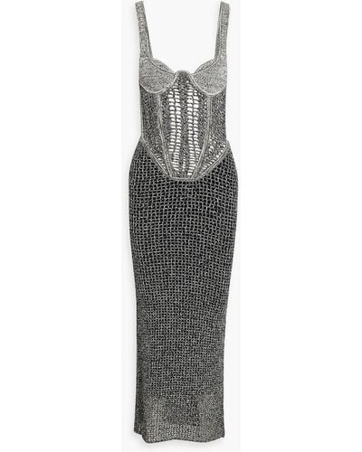 Dion Lee Marled Open-knit Midi Dress - Black