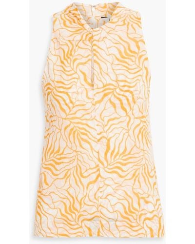 Joie Maraloma Twist-front Printed Cotton-mousseline Top - Natural