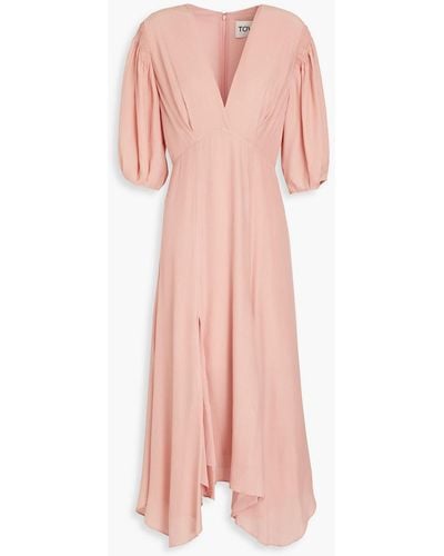 TOVE Riven Pleated Silk-crepon Midi Dress - Pink