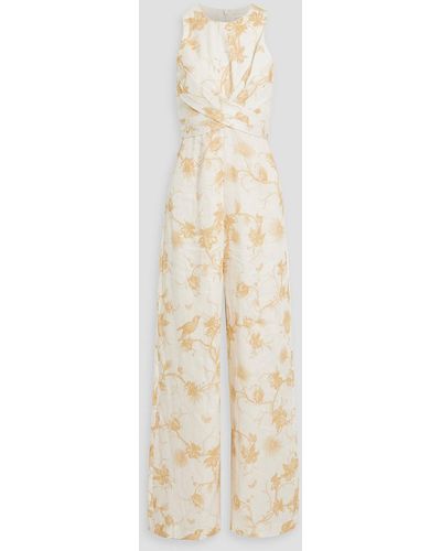 Zimmermann Wrap-effect Floral-print Linen Wide-leg Jumpsuit - White
