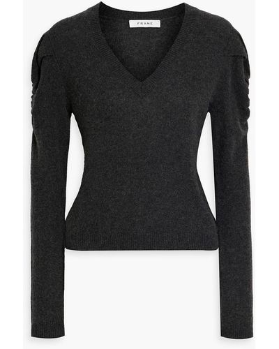 FRAME Ruched Cashmere Sweater - Black