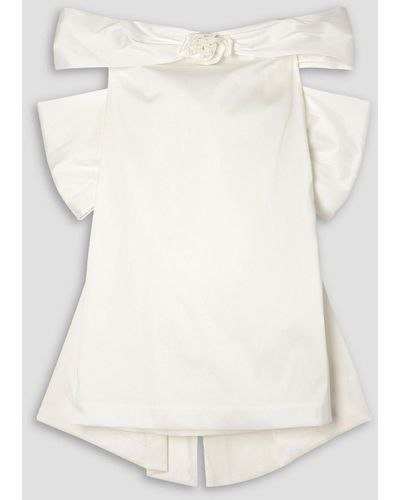 BERNADETTE Sacha Off-the-shoulder Bow-embellished Taffeta Mini Dress - White