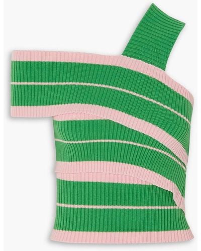 ANDERSSON BELL Sasha Striped Ribbed-knit Top - Green