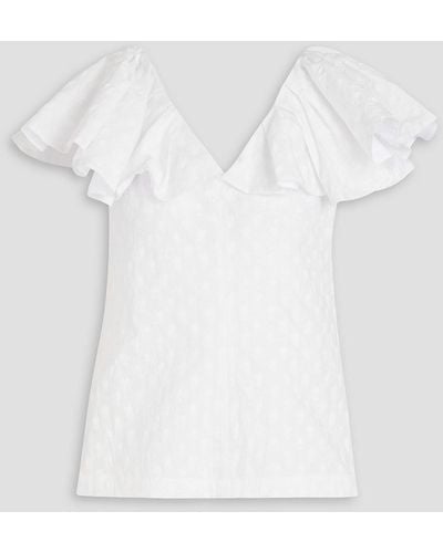 Philosophy Di Lorenzo Serafini Ruffled Floral-print Cotton Top - White