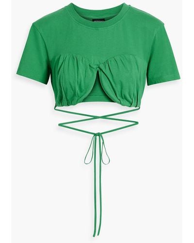 Jacquemus Baci Cropped Underwired Cotton-jersey T-shirt - Green