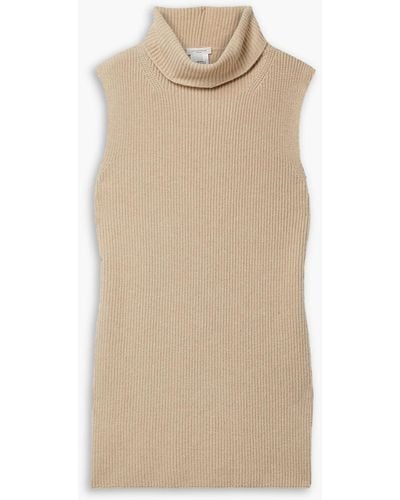 Lafayette 148 New York Ribbed Wool And Cashmere-blend Turtleneck Tunic - Natural