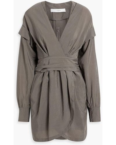 IRO Koyu Wrap-effect Lyocell-blend Mini Dress - Grey