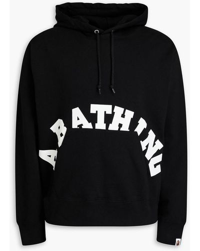 A Bathing Ape Printed Cotton-fleece Hoodie - Black