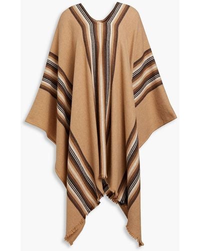 Nili Lotan Brita Fringed Striped Wool-blend Poncho - Brown
