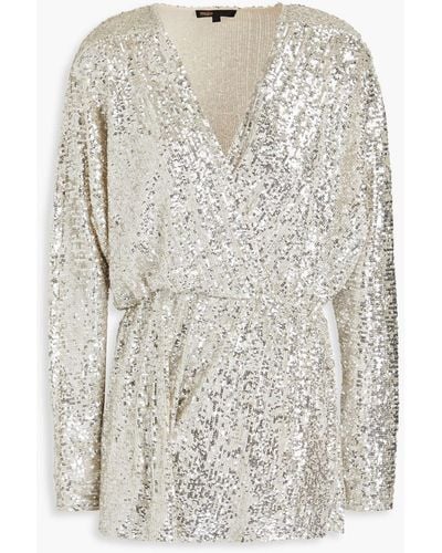 Maje Sequined Tulle Playsuit - White