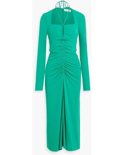Rebecca Vallance Edie Cutout Ruched Jersey Midi Dress - Green