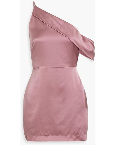 Michelle Mason One-shoulder Draped Silk-satin Mini Dress - Pink