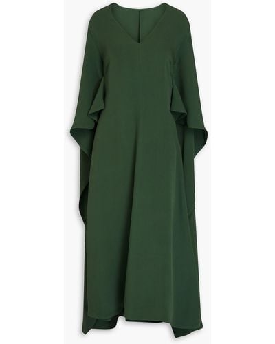 Valentino Garavani Cape-effect Silk-crepe Midi Dress - Green