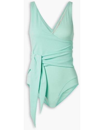 Lisa Marie Fernandez Dree Louise Stretch-crepe Wrap Swimsuit - Green