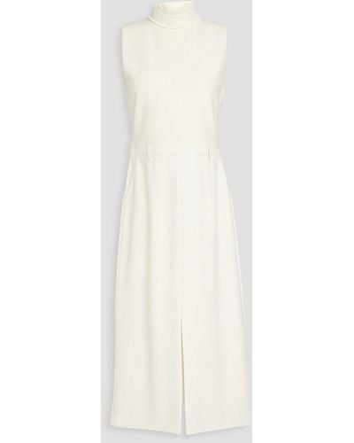 Theory Crepe-paneled Merino Wool-blend Midi Dress - White