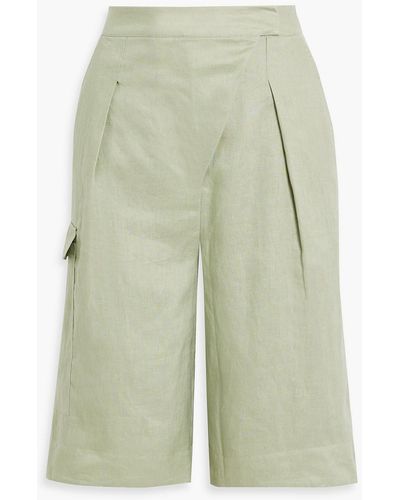 Nicholas Imani Pleated Linen Shorts - Green