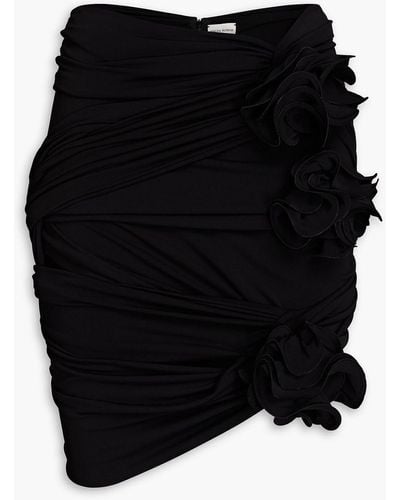 Magda Butrym Floral-appliquéd Cutout Stretch-jersey Mini Skirt - Black