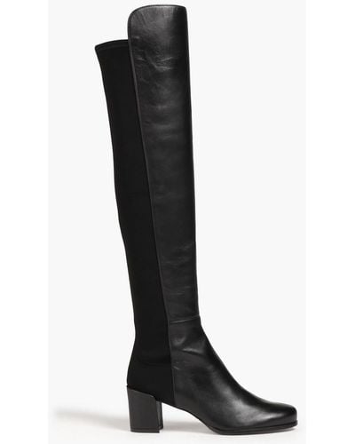 Stuart Weitzman City Leather And Neoprene Over-the-knee Boots - Black