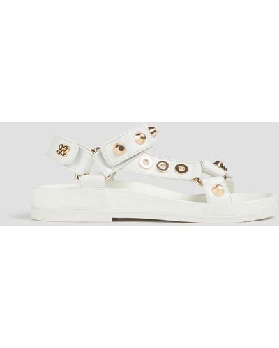 Sandro Embellished Leather Sandals - White