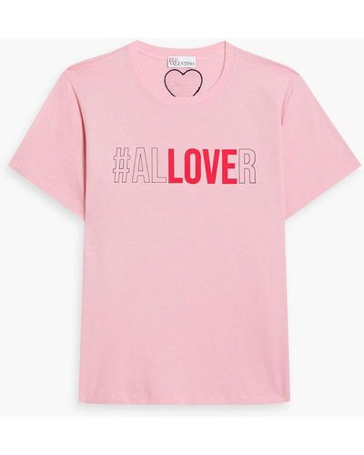 RED Valentino Printed Cotton-jersey T-shirt - Pink