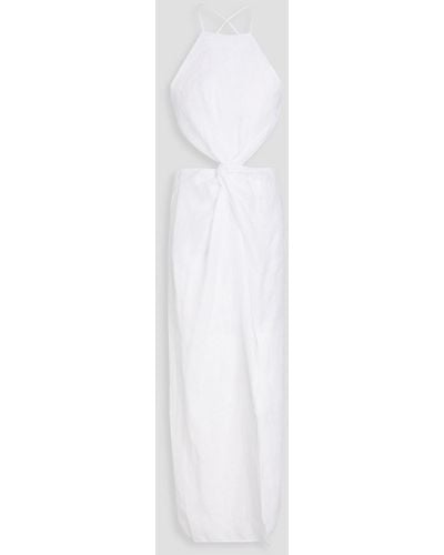 Ronny Kobo Sero Twisted Cutout Linen Maxi Dress - White