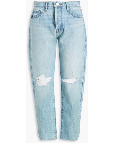 FRAME Le original cropped boyfriend-jeans in distressed-optik - Blau
