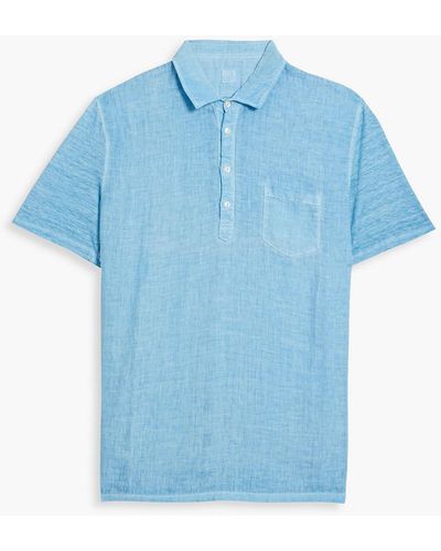 120% Lino Poloshirt aus leinen - Blau