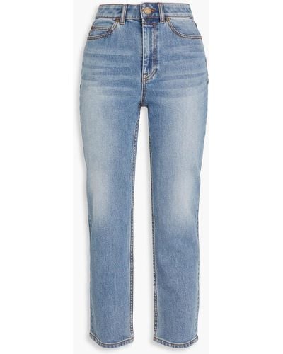 Zimmermann Cropped High-rise Straight-leg Jeans - Blue