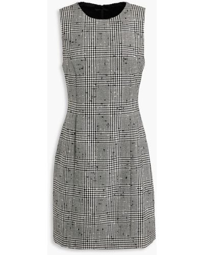 TOVE Prince Of Wales Checked Wool-blend Mini Dress - Grey